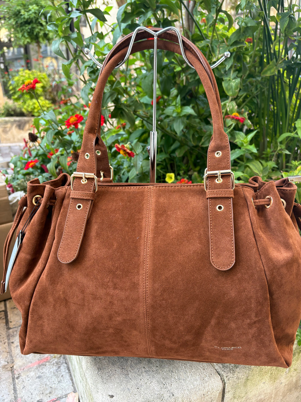 Sac à main Garance en suédine camel - Flora & Co Paris