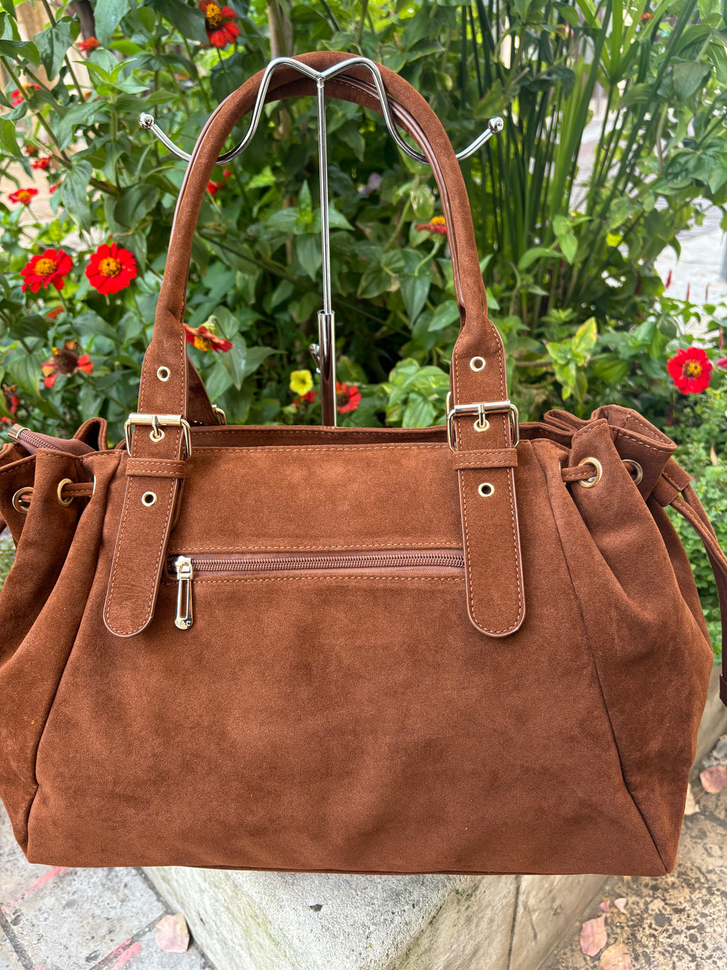 Sac à main Garance en suédine camel - Flora & Co Paris