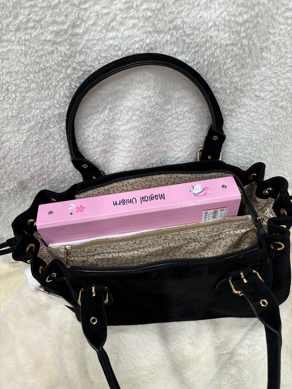 Sac à main Garance en suédine noir - Flora & Co Paris