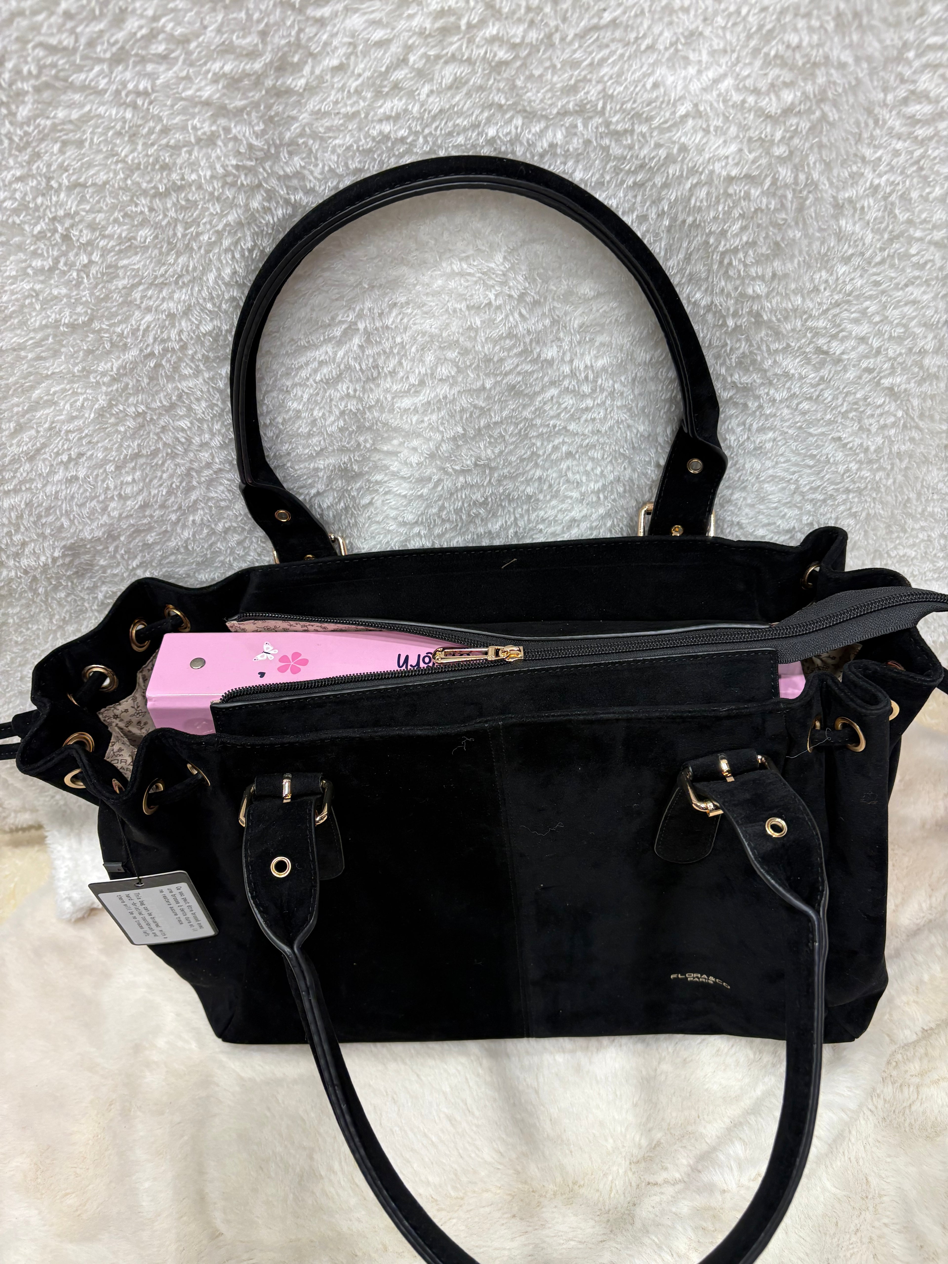 Sac à main Garance en suédine noir - Flora & Co Paris